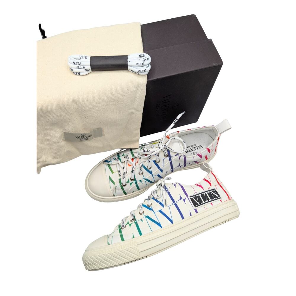 Valentino White Rainbow Giggies VLTN Sneakers Men Size 43